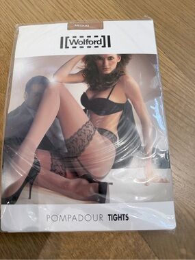 Wolford Black Sheer Pompadour Lace-Top Tights
